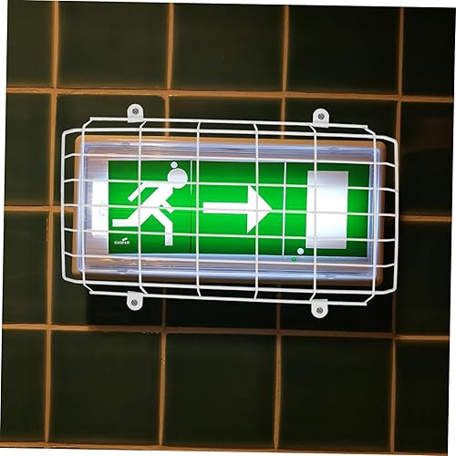 Miniatura 7 de Unomor Señal de salida, jaula protectora de alambre de metal, cubierta de señal de salida, tapón de daños de señal de emergencia montado en la pared
