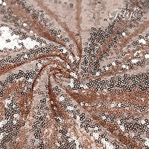 TRLYC 12"*60" Rose Gold Rectangle Sequin Table Runner for Wedding Banquet Events