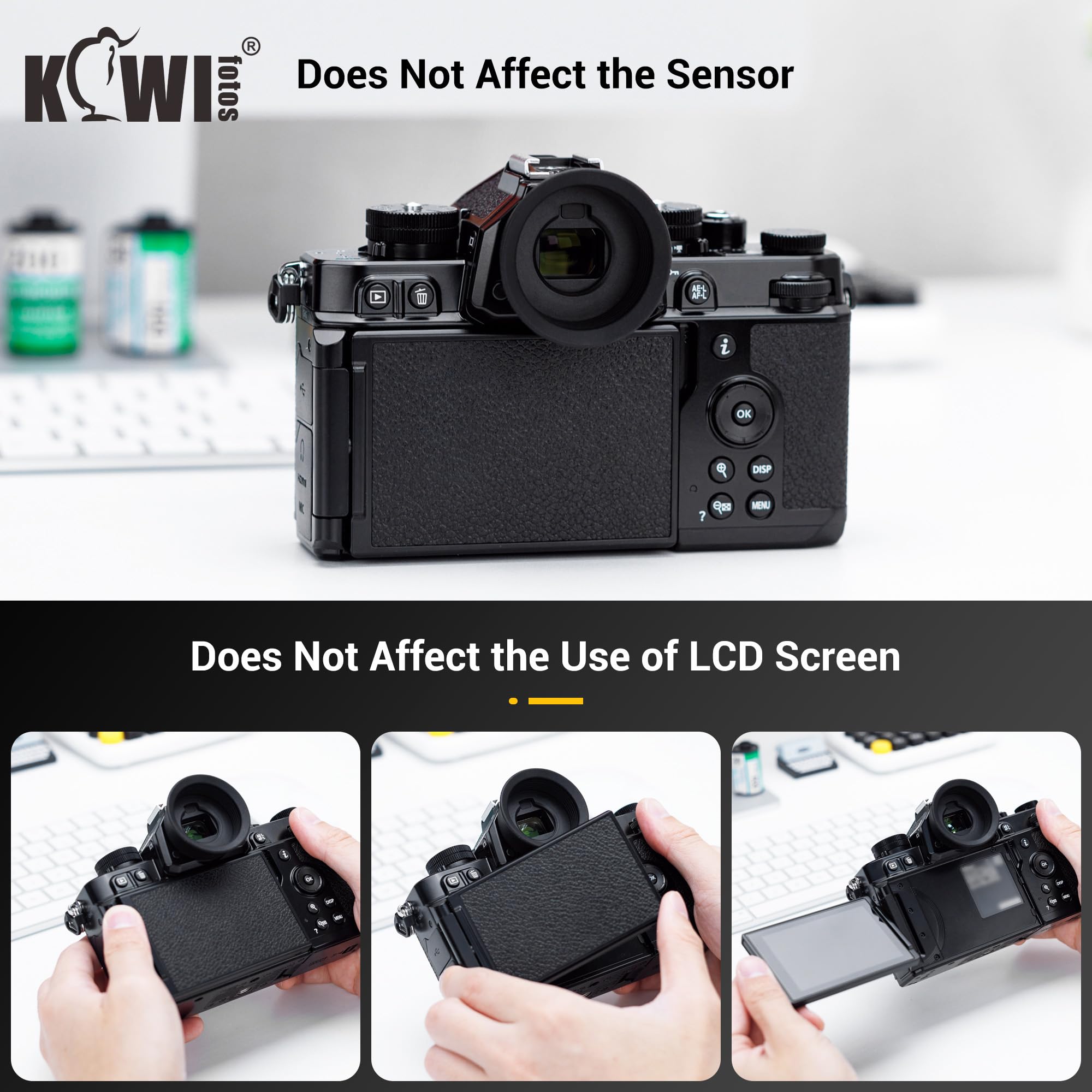 KIWIFOTOS DK33 Oeilleton Oculaire pour Nikon Z9 Z8 Appareil Photo, Protecteur de Viseur en Silicone Souple Remplace Nikon DK-33 Oculaire en Caoutchouc