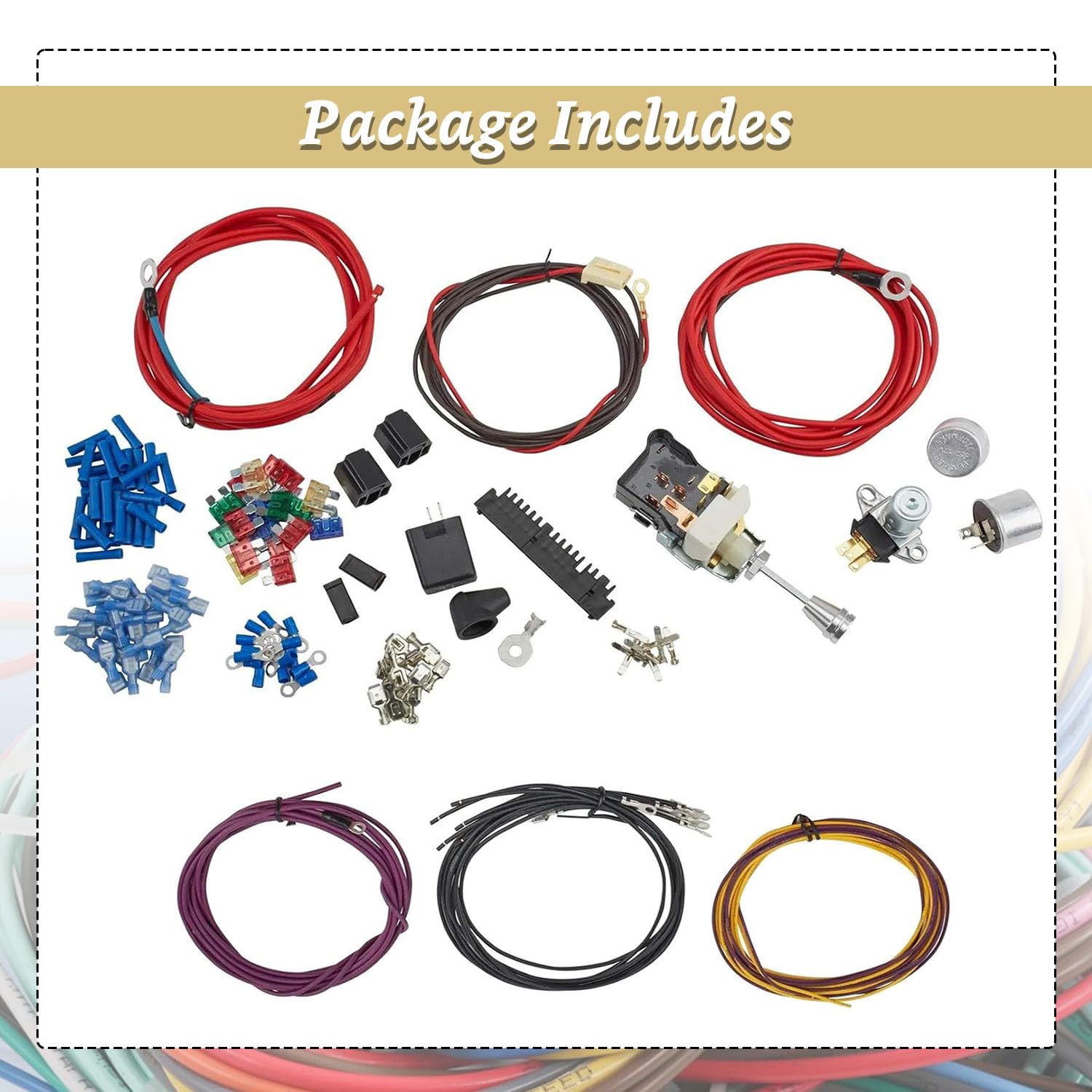 22 Circuit Universal Wiring Harness Kit Compatible with GM Tilt Columns Car Truck 1968-1996, Insulated Copper Wires, 91064022