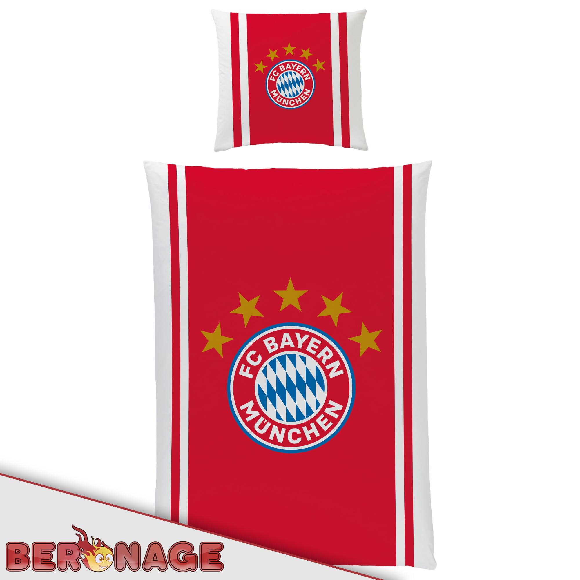 FC Bayern München Bettwäsche Mia San Mia 135 x 200 cm + 80 x 80 cm 100% Baumwolle Renforcé-Linon-Qualität Rekord-Meister Berni Alianz Arena Fußball FCB deutsche Größe mit Reißverschluss