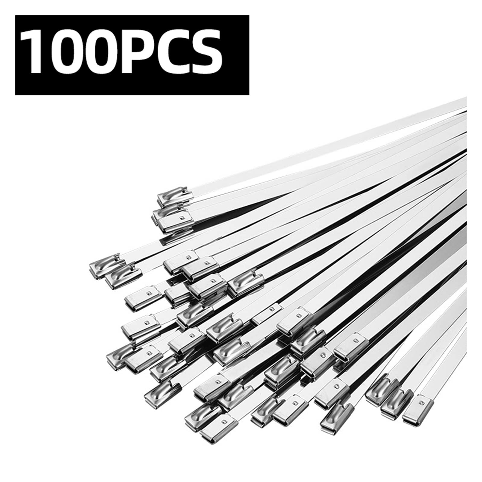 Fascette fermacavi in acciaio inossidabile 304 autobloccanti 100 pezzi 4.6mm 7.9mm 10mm 12mm Larghezza 100-1000mm Fascette di bloccaggio (Colore : 100PCS, Dimensioni : 4.6x550mm) (100pcs 4.6x300mm)
