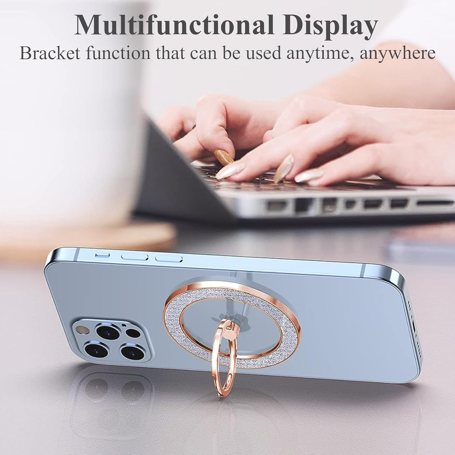 LIZIMANDU Magnetic Phone Holder for MagSafe Finger Phone Ring Stand Holder,Compatible with iPhone 15 Pro Max/Plus/14/13/12 Series/Other Smartphones(1-Rose Gold) - Image 7