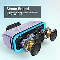Vista 2 de DOSS SoundBox Pro Bluetooth Speaker, 20W Stereo Sound, Active Extra Bass, 20H Playtime, Multi-Colors Lights, Wireless Stereo Pairing, IPX6