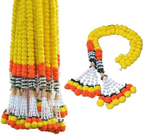 Pared atrapasueños al por mayor con guirnaldas de caléndula para templo, Diwali, decoración Haldi Mehandi, Chakri con campana colgando, telón de