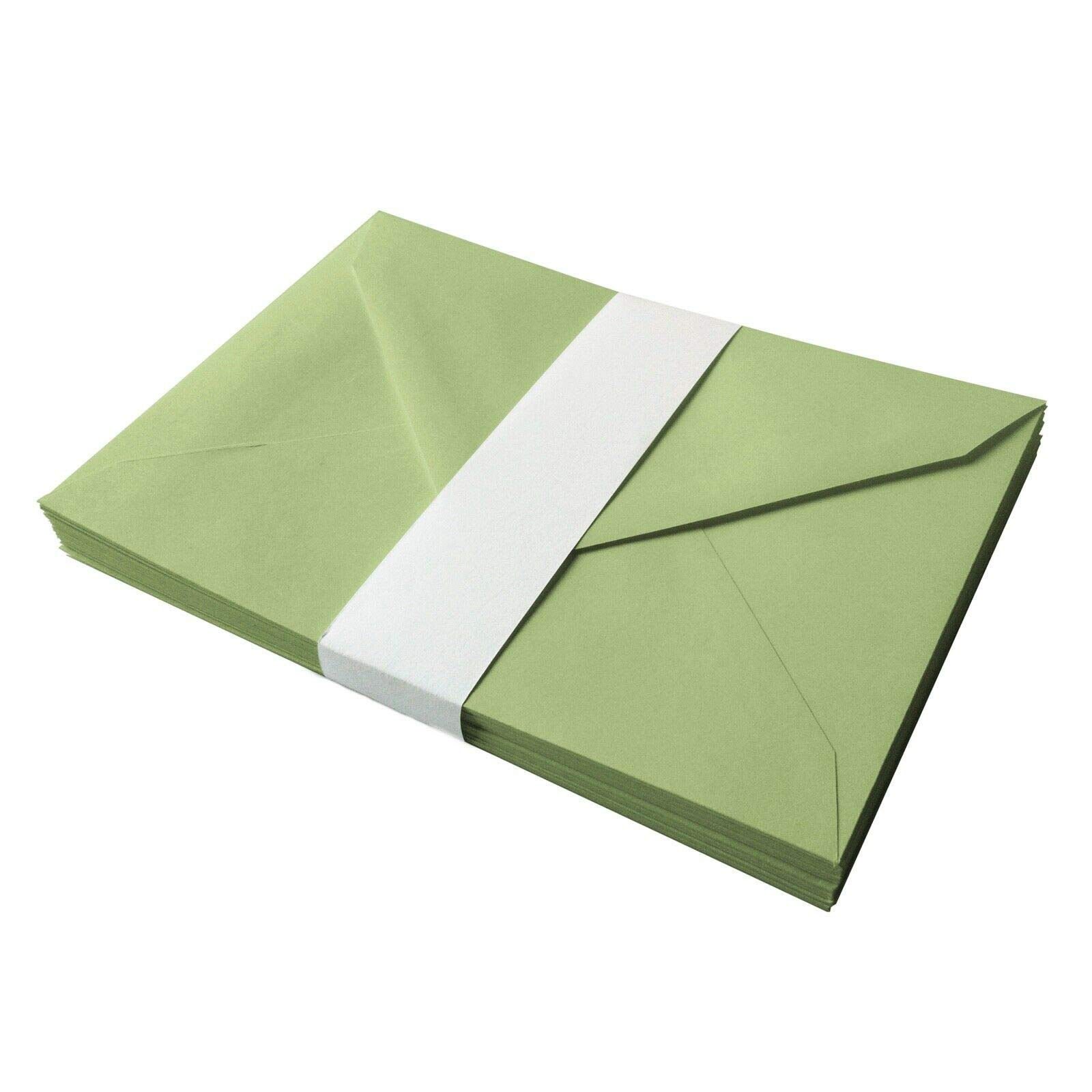 C6 (A6) 114 x 162mm 14 Colours-100gsm Gummed Greeting Envelopes White/Coloured (1000, Olive Green) — image 1