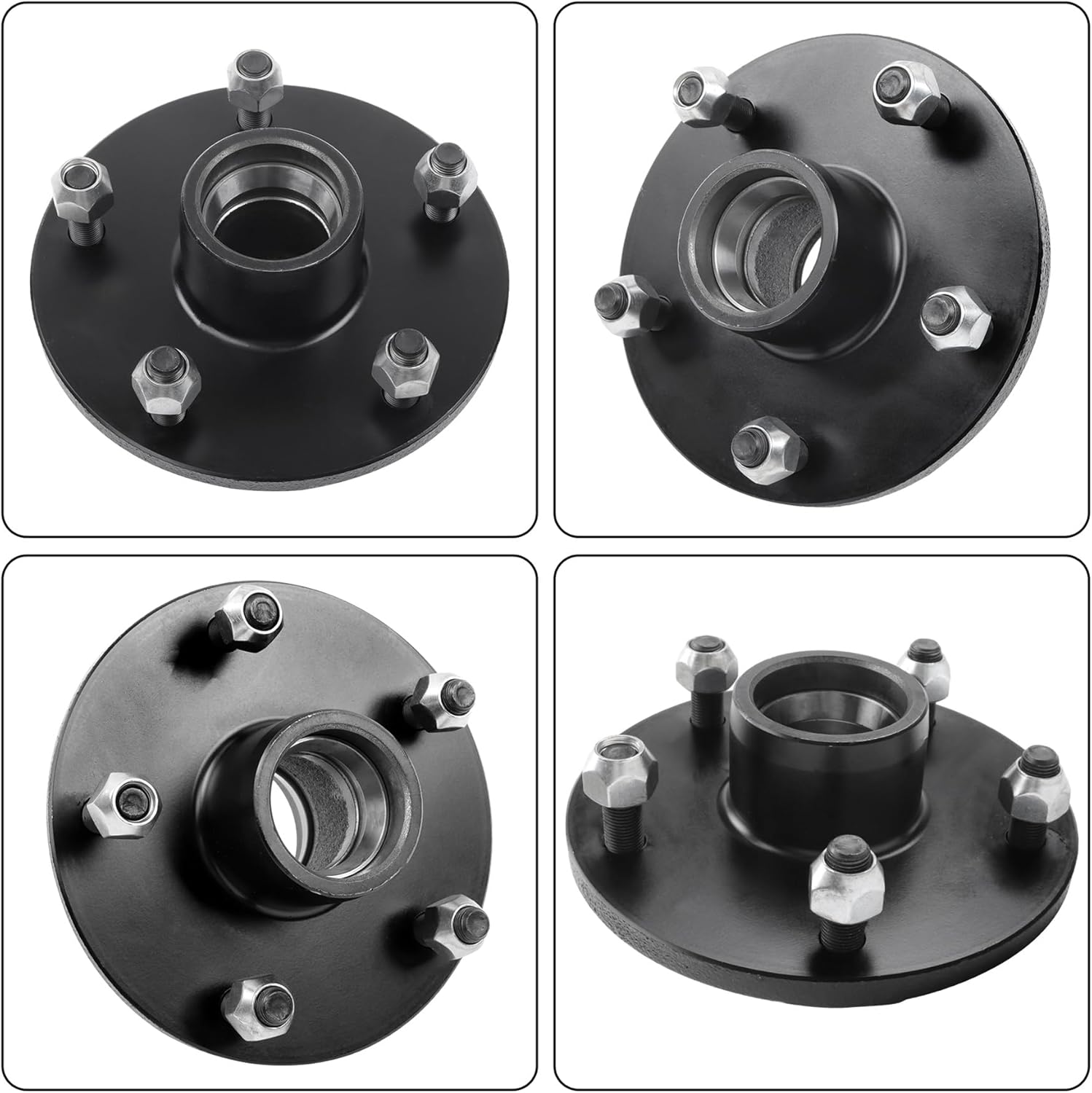 GXYWADY 2 Sets 5 on 5.5 Inch Trailer Hub Kit Replacement for 3500 lbs 84 Spindle with Trailer Bearing Kit (4 Pieces/Set)