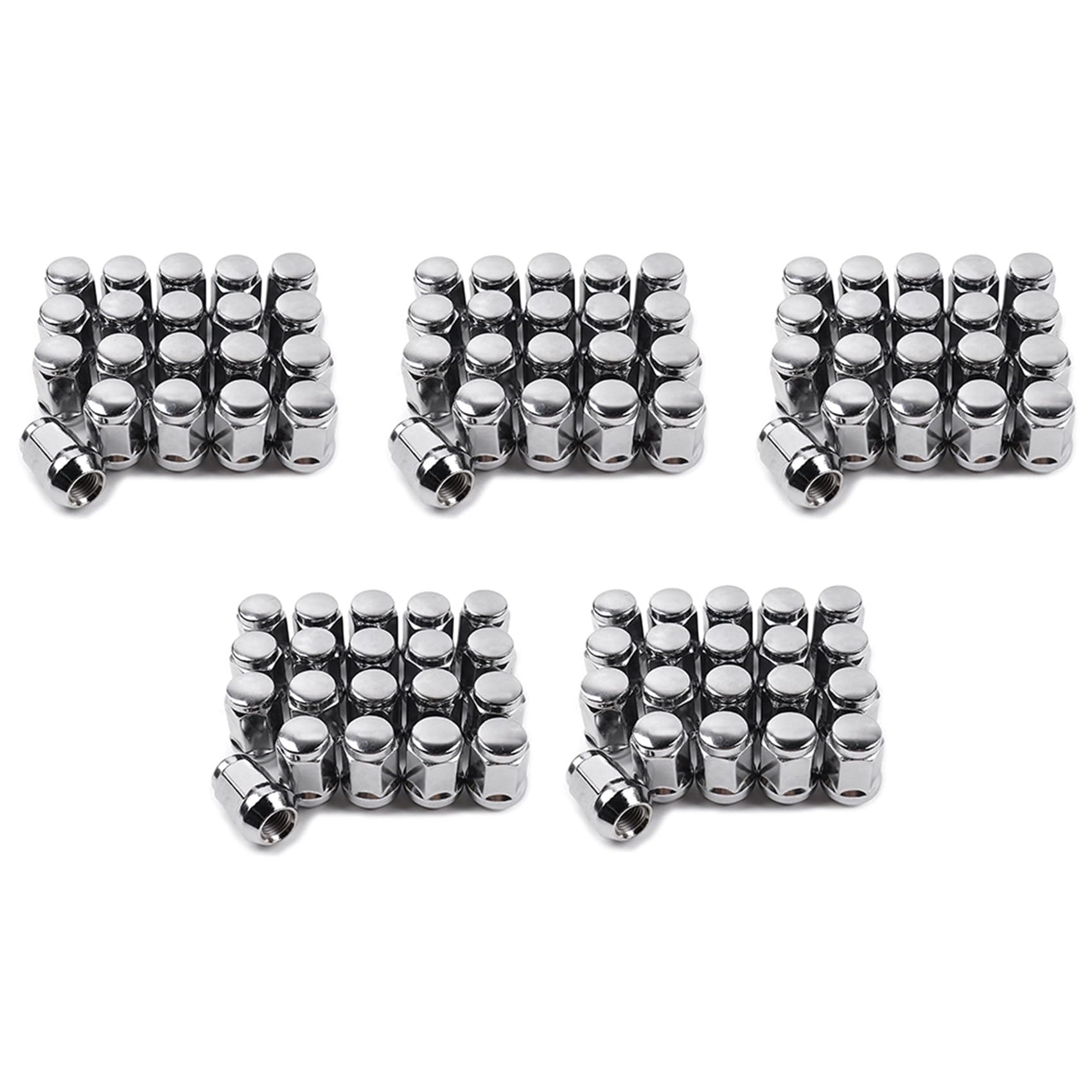 Jnchdghwa Silver 100Pcs 14X1.5 Lug Nuts - 19Mm Lug Nut 1.38 Inch Tall 3/4 Inch Hex Chrome Lug Nuts, For 1999-2021 1500