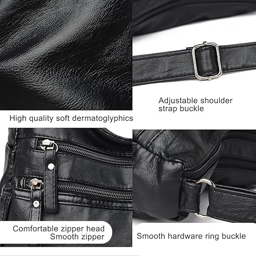 Miniatura 6 de Bolsos cruzados para mujeres - Carteras de cuero suave con múltiples bolsillos, bolsos de hombro con correa de hombro ajustable