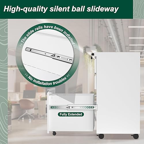 Miniatura 46 de Superday Archivador lateral de 3 cajones, archivadores blancos con cerradura, archivadores de metal con bloqueo, archivador de tres cajones