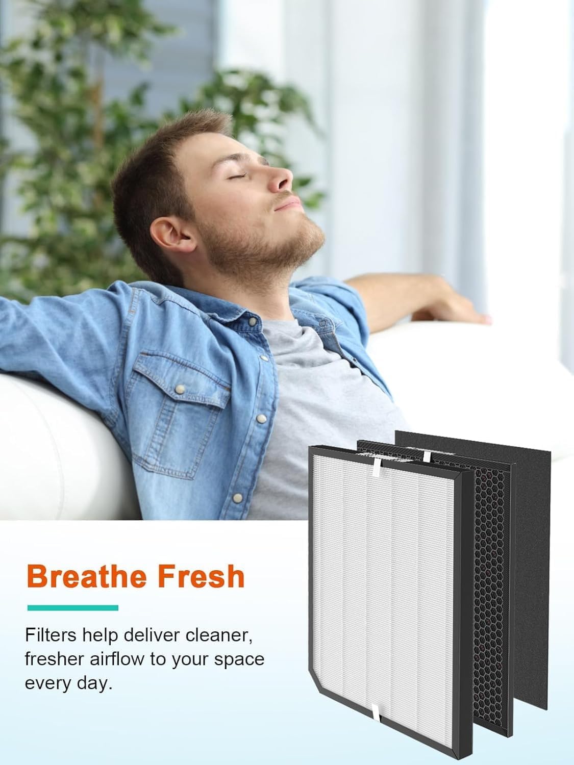 AD2000 Replacement Filter 14-Piece Set,Activated Carbon 3-Stage Compatible with Air Doctor 2000 2000i Air Purifier, Includes 2 Efficiency + 4 VOC Units and 8 Pre-Filters