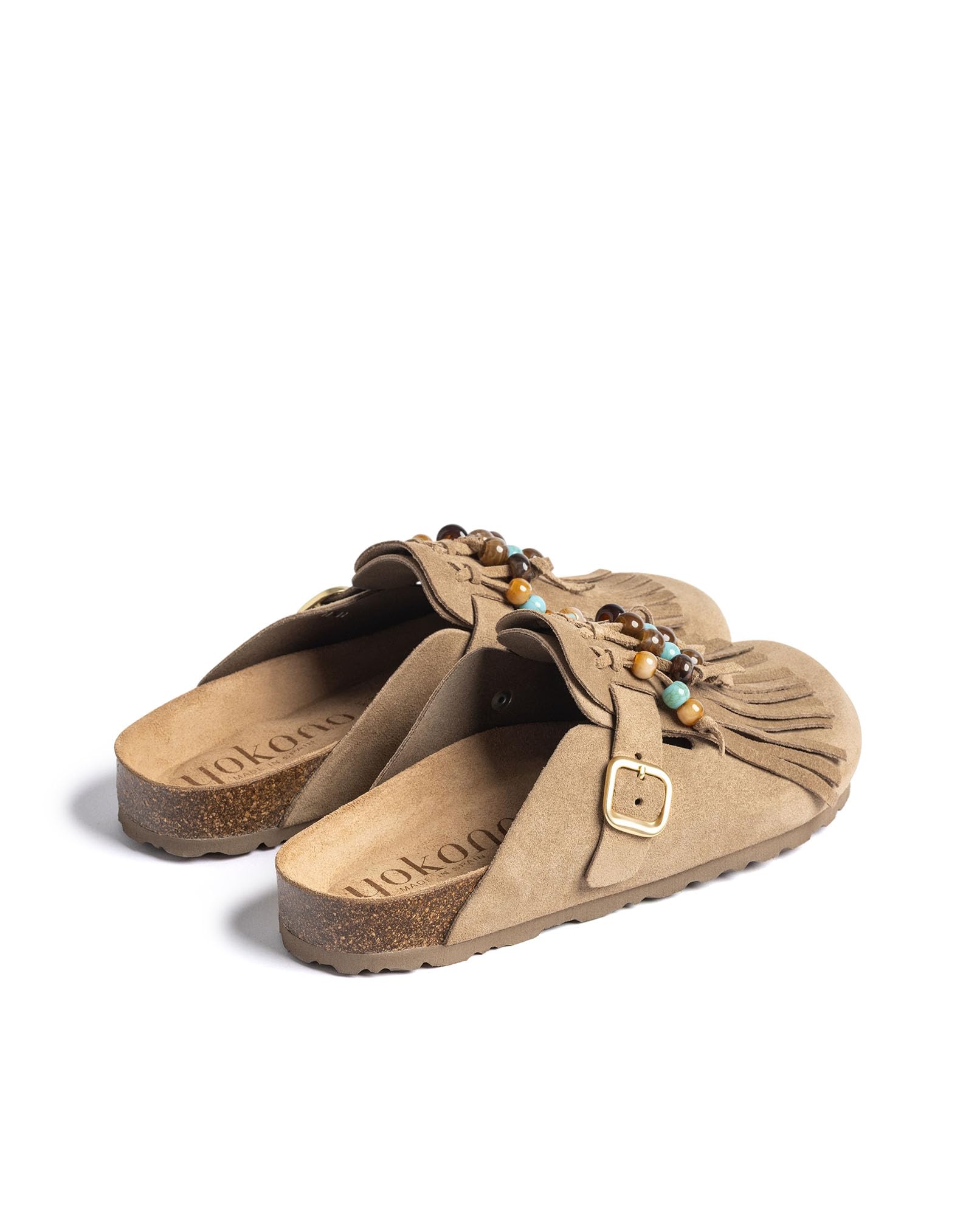 Yokono Zoccolo Piatto Zoccolo-261 Beige | Primavera-Estate | Pelle Vaccino Segatura | 2 CM