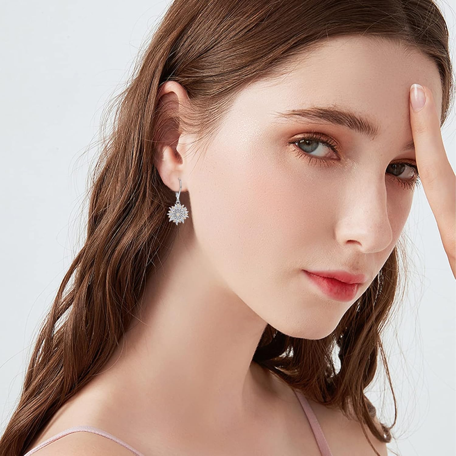 Sunflower Leverback Earrings S925 Sterling Silver Earrings You Are My Sunshine Dangle Earring Jewelry for Women - Image 6