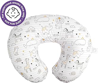 Boppy Nursing Pillow and Positioner - Original, Notebook Black and White with Gold Animals, Breastfeeding, Bottle Feeding, Baby Support, with Removable Cotton Blend Cover, Awake-Time Support