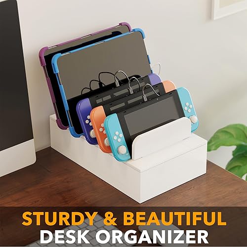 Miniatura 7 de SpaceAid Estación de carga de bambú para múltiples dispositivos, estación de acoplamiento de teléfono celular para múltiples portátiles, tabletas y