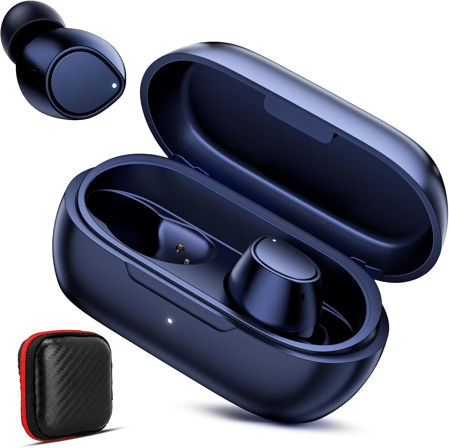 Bluetooth Wireless Ear buds for iPhone 17 16 15 14 Sasmung S25 FE A16 A17 Android Dynamic Driver Hifi Bass Stereo Headphone Ultra Soft Earbuds In-Ear Noise Canceling Comfortable Earphone Midnight Blue - Image 1 of 7