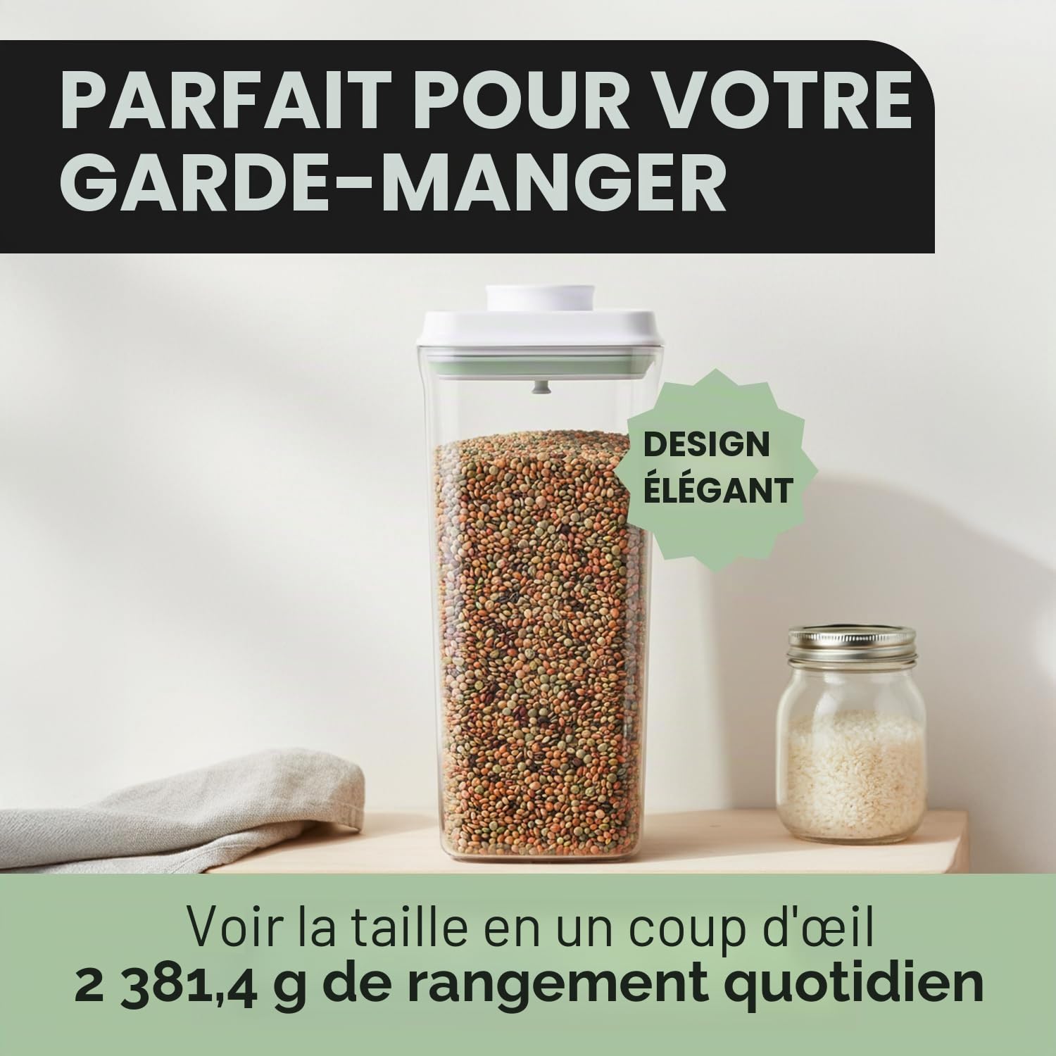 iChewie - BopTop (Ensemble de 5 récipients) Récipient hermétique pour le stockage des aliments - Boîte à joint mécanique en silicone - empilable sans BPA - 500ml / 850ml / 900ml / 1500ml / 2500ml