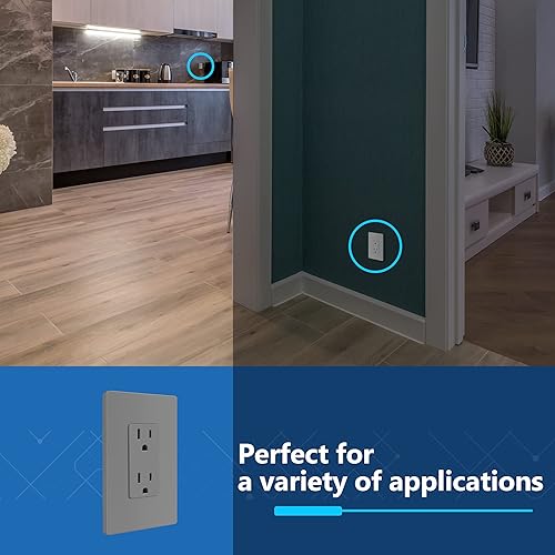 Miniatura 7 de LIDER Receptáculo decorativo de acabado mate con cubierta facial intercambiable, salida de pared segura para niños, resistente a manipulaciones,