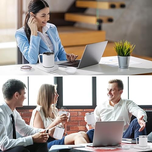 Miniatura 4 de Felibeaco Juego de calentador de tazas de café o escritorio, calentador eléctrico de tazas con calefacción, apagado automático, accesorios de