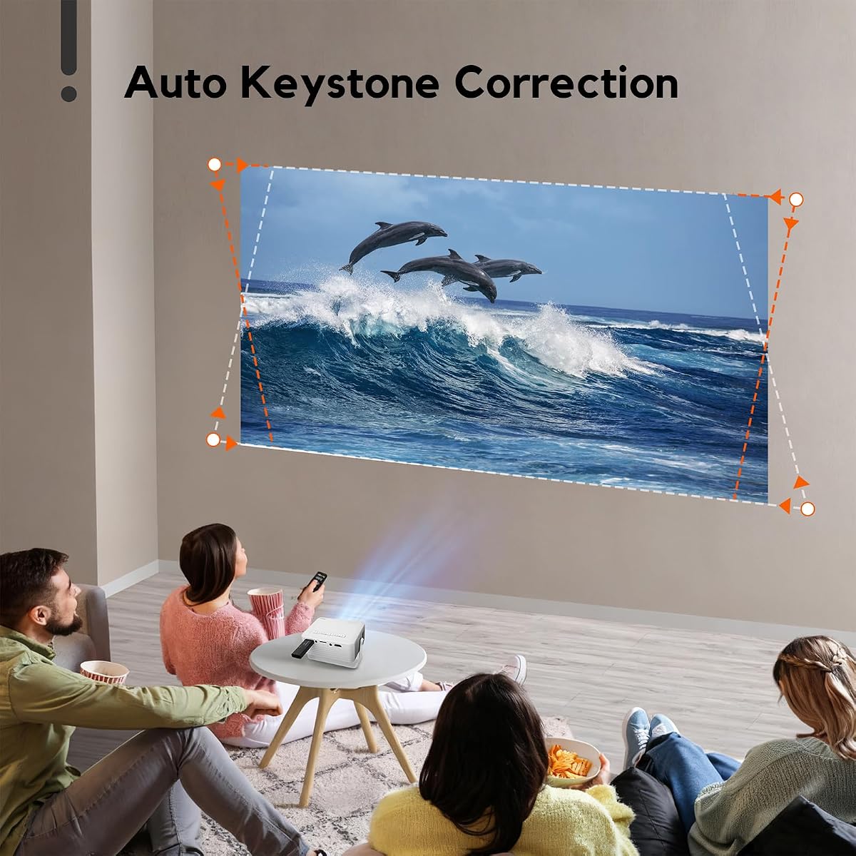 Mini Projector, AKIYO O1 2026 Upgraded 15000Lumen Projector, 360° Rotating, Auto Keystone, 50% Zoom, Portable Projectors 1080P Full HD Supported, Compatible with iOS/Android/TV Stick/HDMI/USB/Switch — view 5