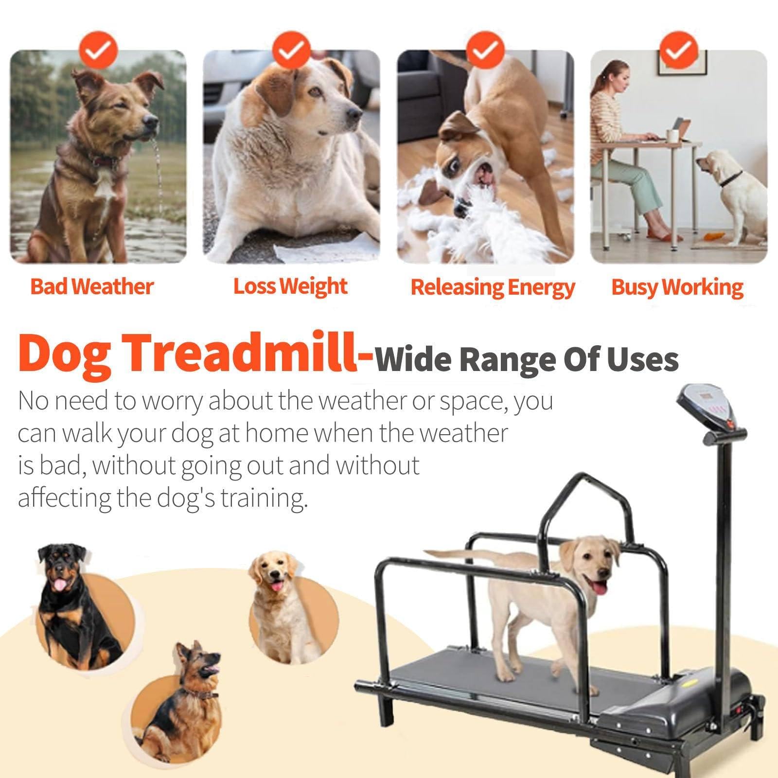 Dog Treadmill, Doggy Treadmill, Adjustable Speed Pet Running Machine for Small & Medium Dogs Exercise, Indoor Treadmill Pet Exercise and Weight Loss, Supports Up to 176 lbs / 80kg,B