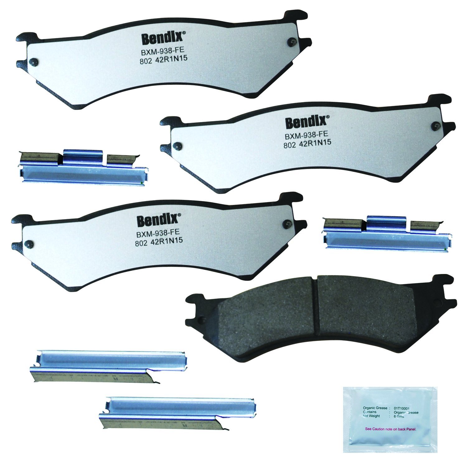 Bendix Fleet Metlok MKD802FM Semi-Metallic Rear Brake Pads for Select Models Ford E-150, E-150 Econoline, E-250, E-250 E-350 Club Wagon, Econoline Super Duty