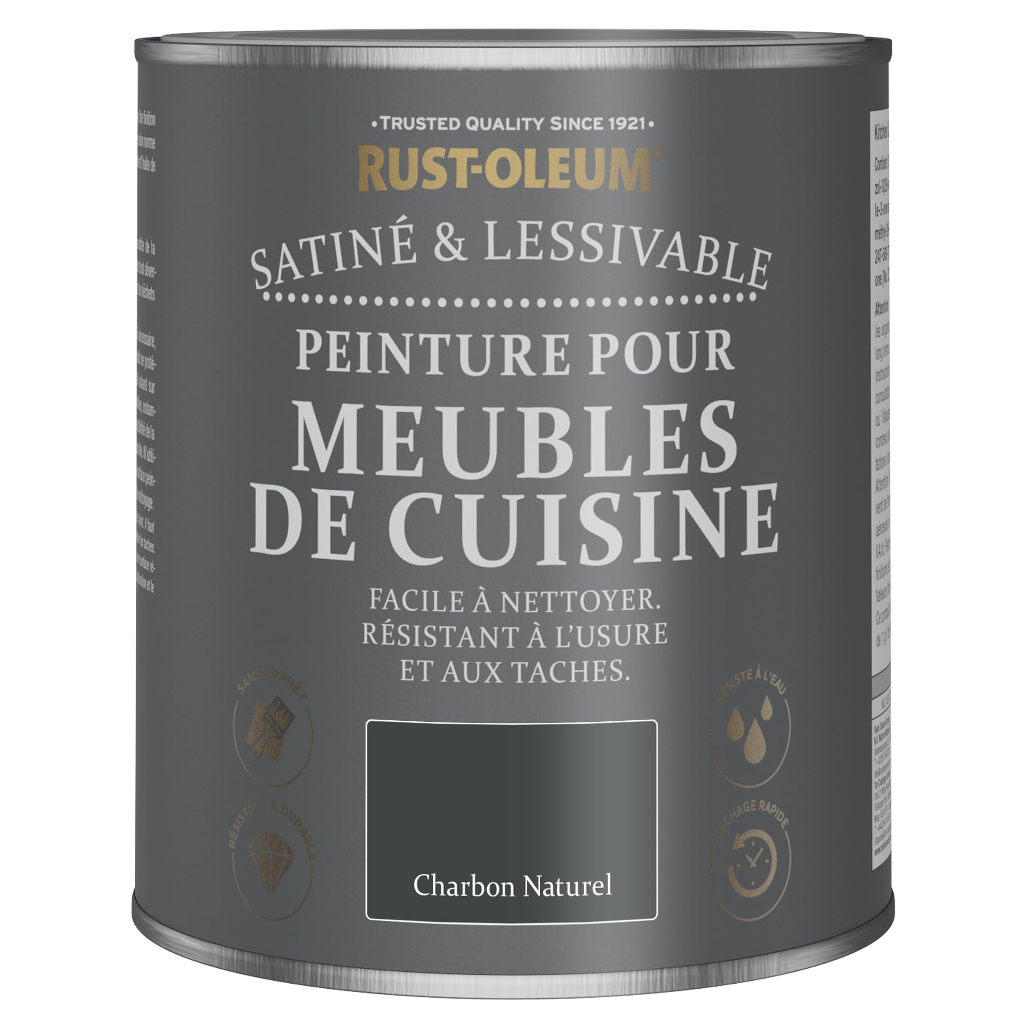 Rust-Oleum Peinture Noire pour Meubles de Cuisine, Finition Satinée - Charbon Naturel 750ml