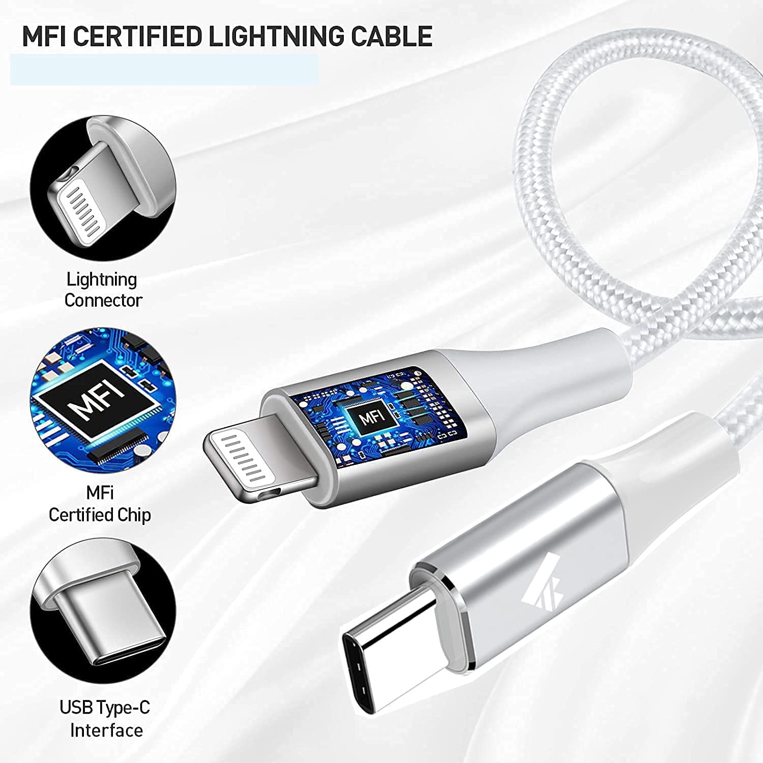 Aiminu 2Pack 6ft USB C to iPhone Cable+2Pack 3ft Type C to iPhone Cable Compatible with iPhone 12 11 Pro Max XS XR X 8 7 6S 6 Plus SE, iPad
