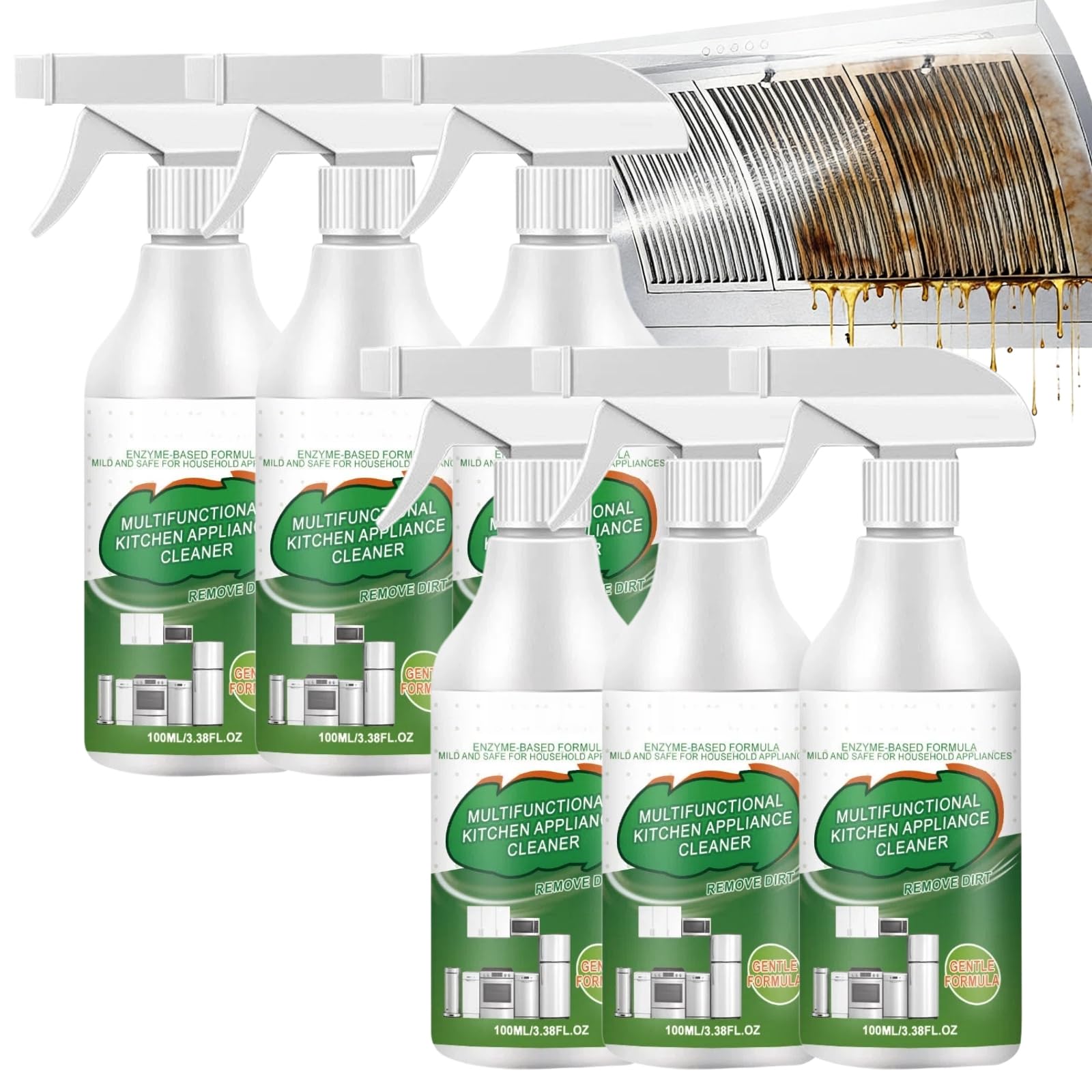 Potente limpiador de espuma para cocina y limpiador de espuma versátil para el hogar, spray de limpieza de cocina natural, potente spray para electrodomésticos y desengrasante contra manchas de aceite
