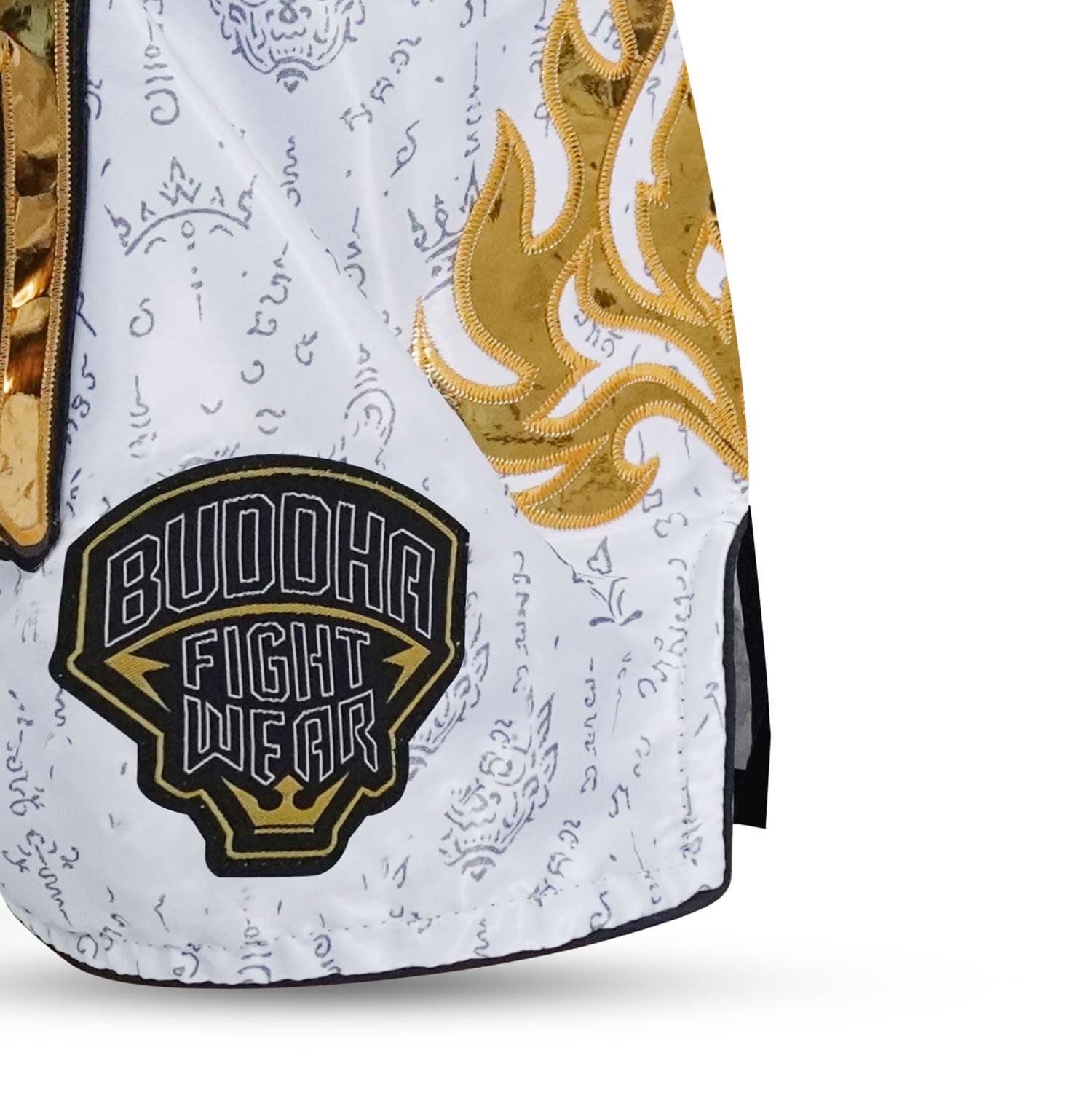 Buddha Fight Wear Pantalon Muay Thai et Kick Boxing Kanok - Short professionnel en satin premium, design multicolore, léger et résistant.