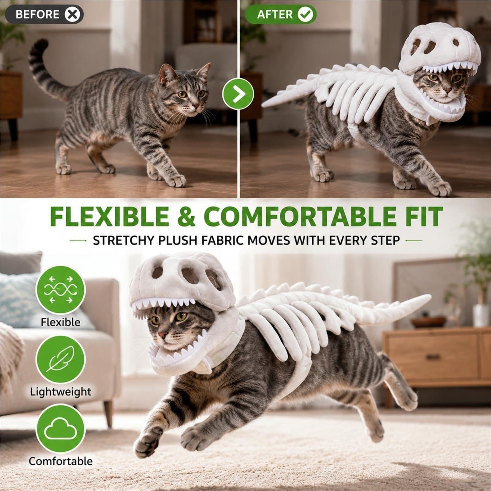 Générique Costume da dinosauro per gatto e cane, costume da gatto