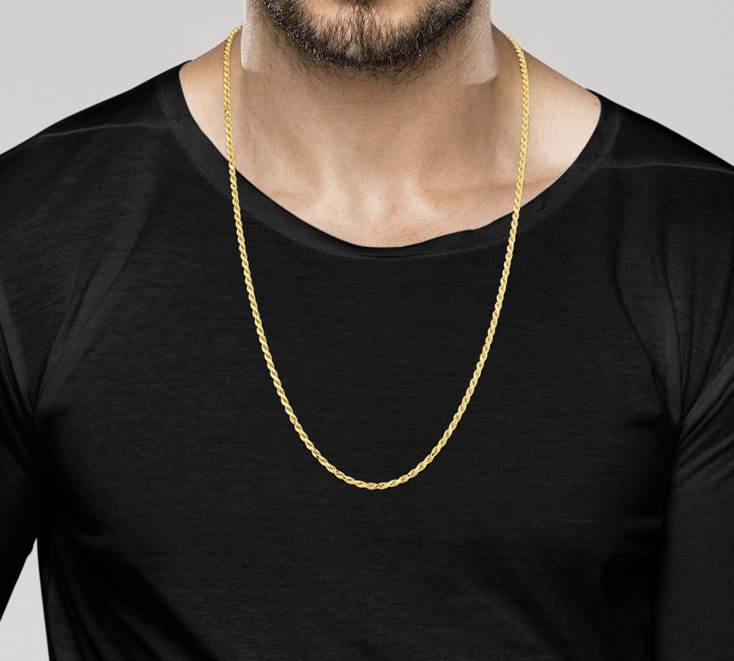 Miabella Italian 18K Gold Plated 925 Sterling Silver 2mm, 3mm Diamond-Cut Braided Rope Chain Necklace for Men Women, Made in Italy - Image 3