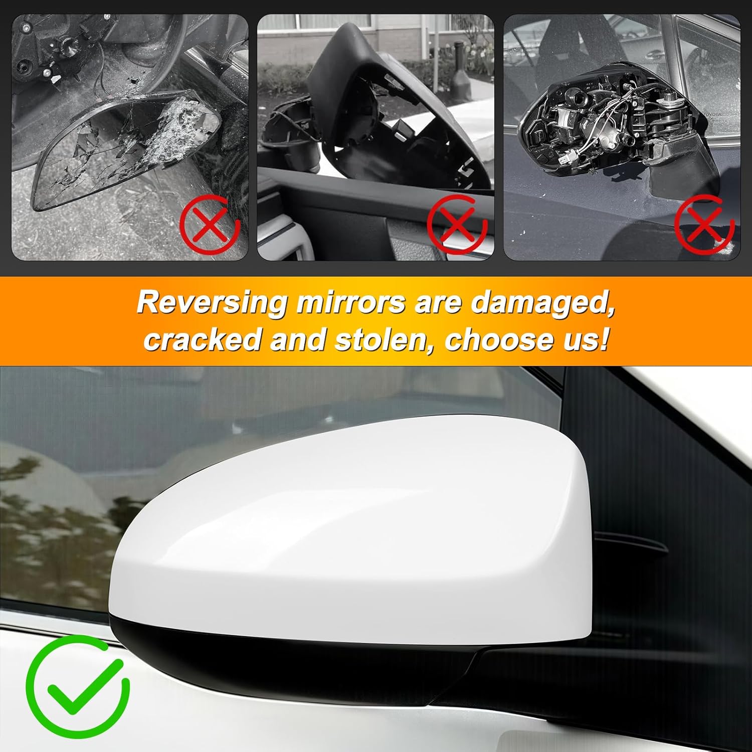Right Passenger Side Door Mirror Assembly Replace for 2014-2019 Toyota Corolla, with Power Glass Adjustment, Heated Mirror Glass, Manual Folding (Right, 5 Pins)