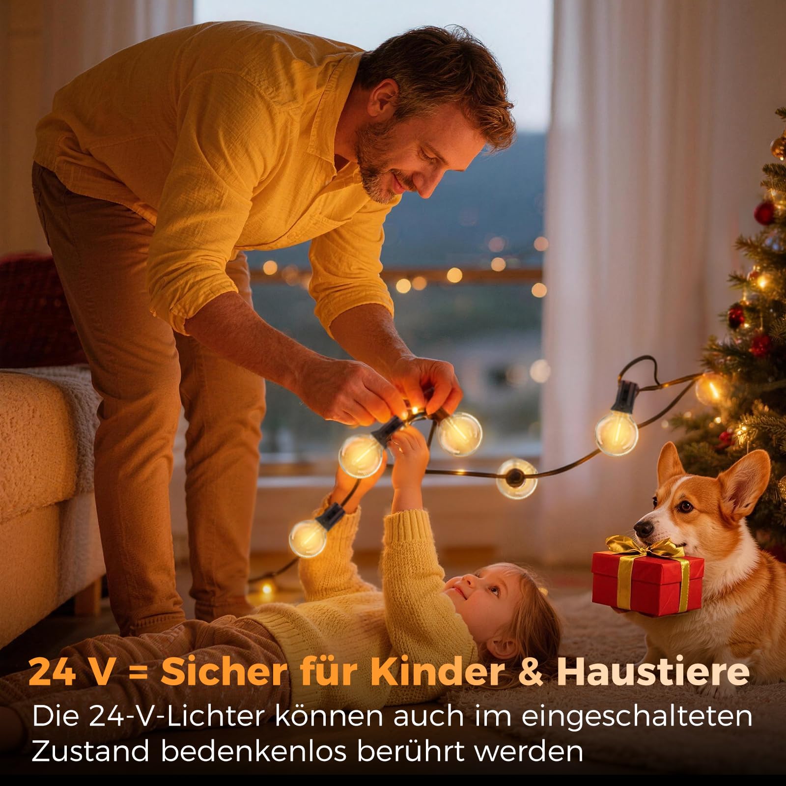 Lichterkette LED Außen Outdoor Strom 91,3 M/300 FT-120+4 G40 Glühbirnen | mit App & Fernbedienung (Doppelsteuerung), Dimmbar & Timer, Wetterfest, Aussen Lichterketten für Garten/Pavillon/Terrasse