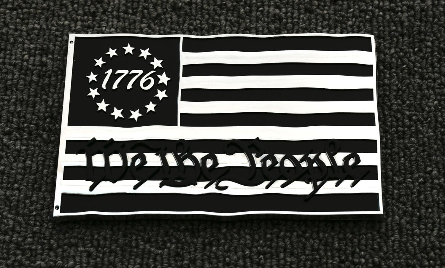 1x American Flag We The People 1776 Emblem Car Badge 3D Sticker Decal Fit for Universal Truck SUV (Chrome Black)