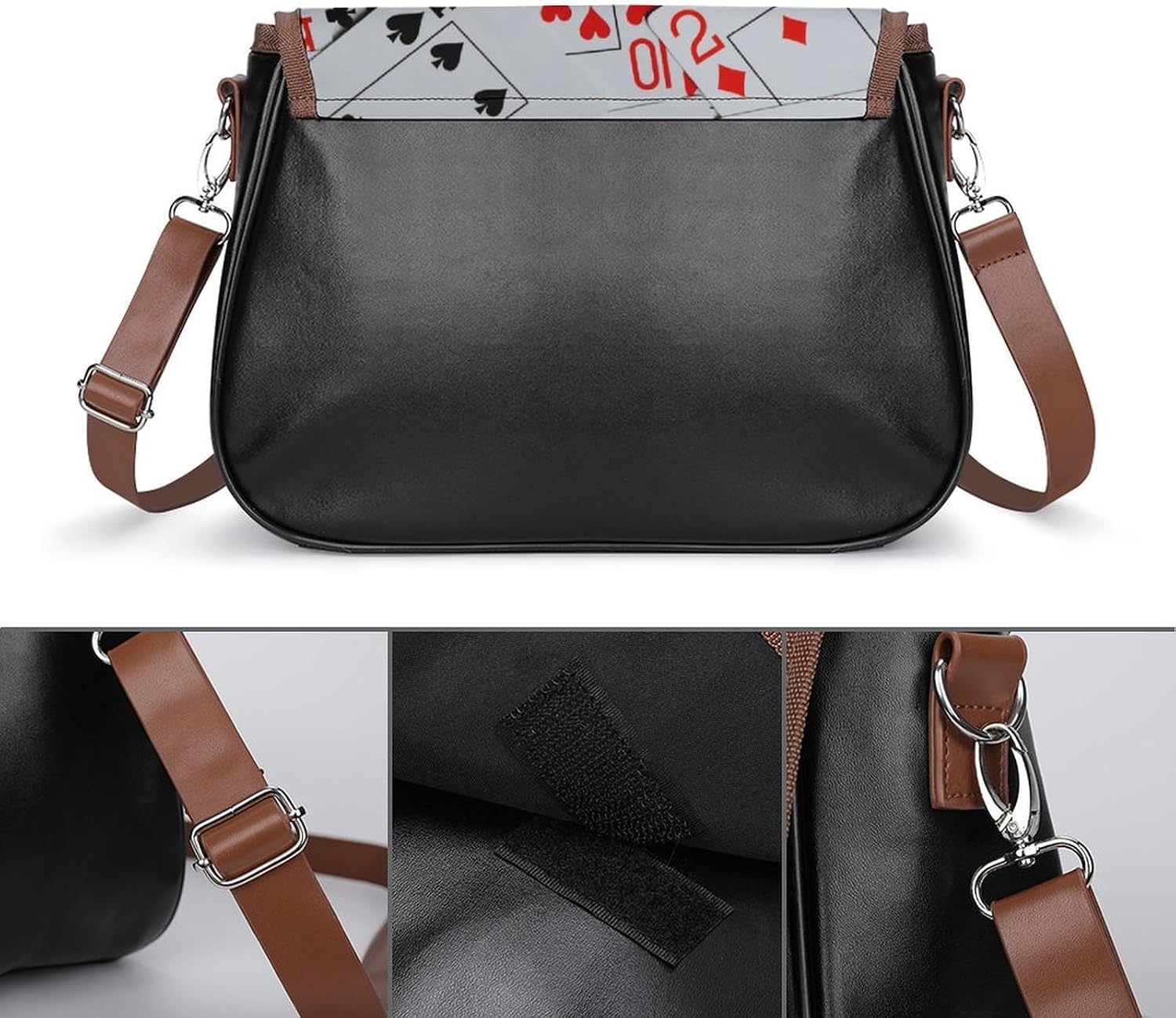 Deck Of Scattered Playing CardsWomen's Faux Leather Crossbody Bag, Waterproof Wrinkle-Resistant Shoulder Bag with Detachable Strap, Large Capacity Casual Handbag, Fashion Daily Purse for Shopping Work