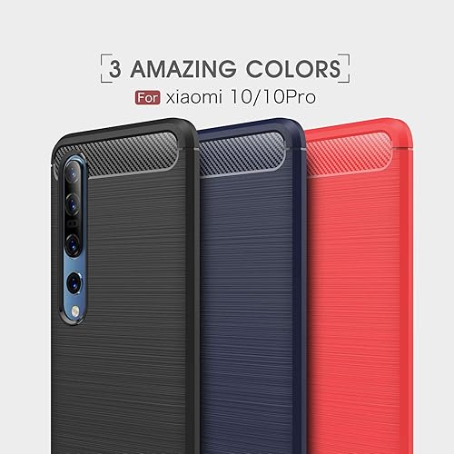 Miniatura 8 de Funda compatible con Xiaomi Mi 10, compatible con Xiaomi Mi 10 Pro, diseño de textura de fibra de carbono, funda de absorción de golpes antiarañazos
