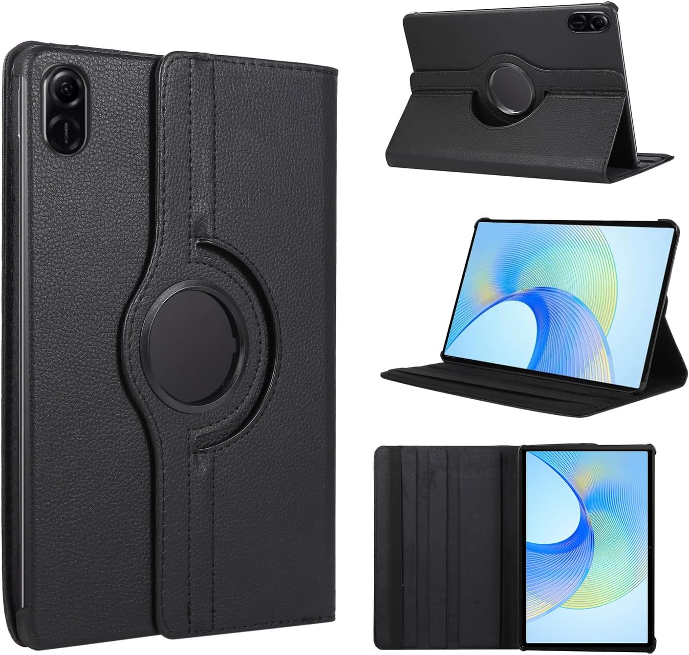 Lukione Case Compatible with Honor Pad X9/Honor Pad X8 Pro Case (11.5" 2023 release) Multifunctional Leather Cover Swivel Unique Stand Anti-Fall Auto Sleep/Wake (Black)