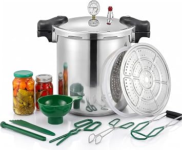 25 Quart Pressure Canner Cooker & pressure canners for canning & water bath canner | Pressure Gauge & Pressure Regulator | Induction Compatible & Pressure release 15.5 PSI +/- 5%