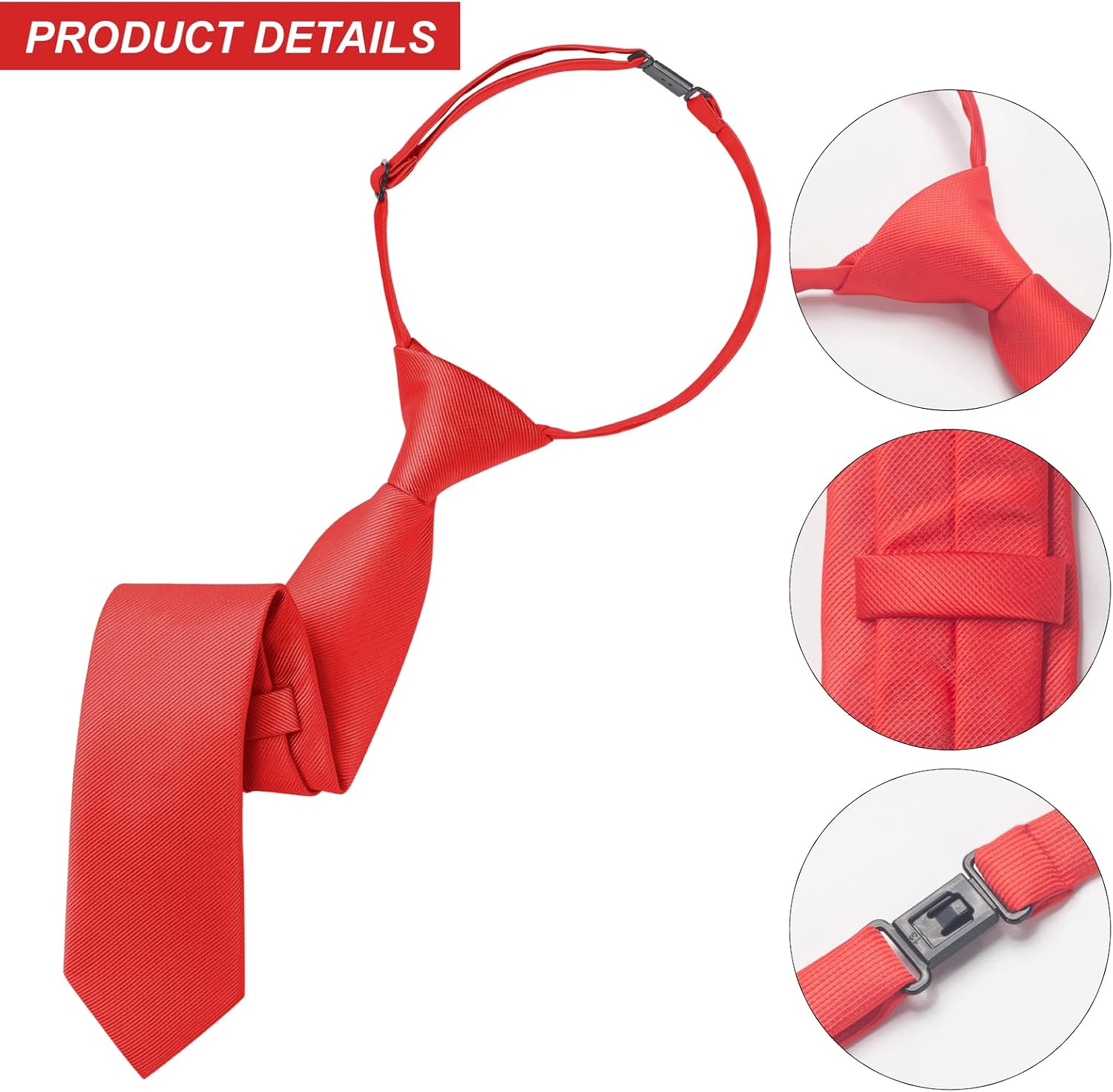 Boys Pre-Tied Necktie, Kids Solid Color Clip on Ties for Age 8-12, Boys Black Ties for Wedding School Graduation