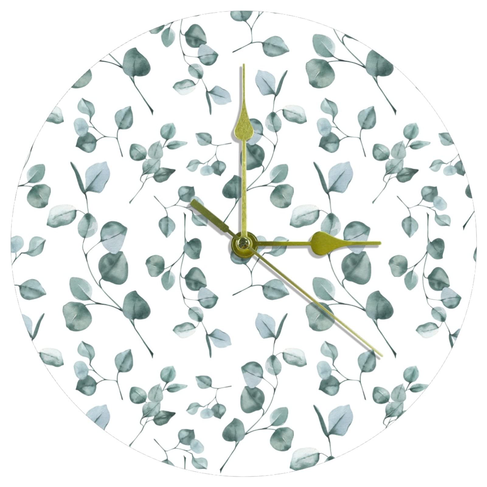 Horloge murale ronde eucalyptus pour une décoration de bureau zen