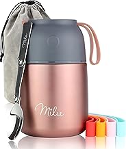 Milu Thermo Food Thermo 450 ml Stainless Steel Thermal Container, Vacuum Insulated for Hot and Cold Foods (Rose Gold, 450 ml)