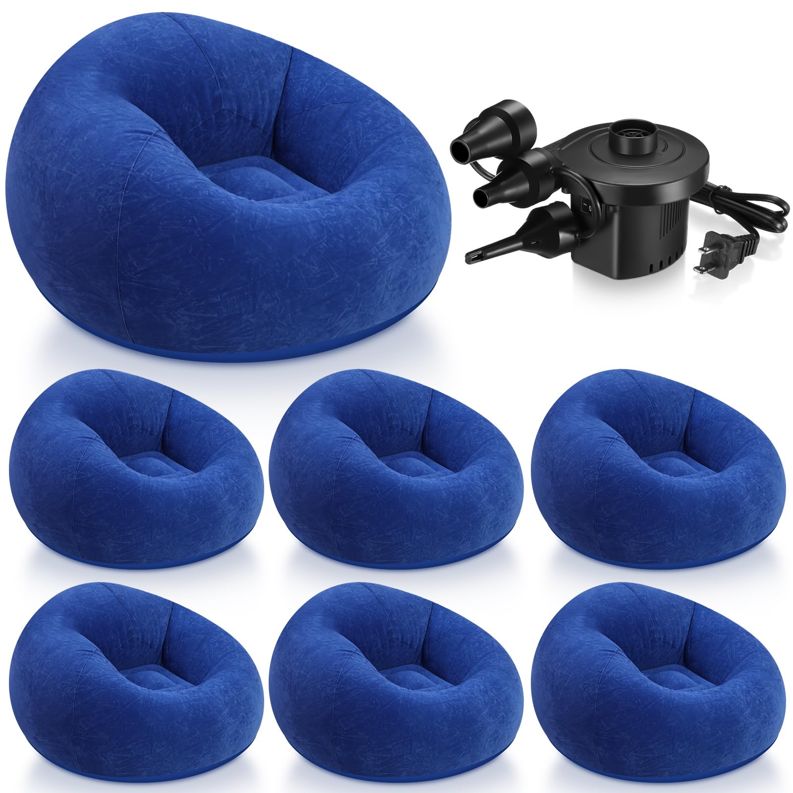 Photo 1 of Realspring 6 Pcs Inflatable Bean Bag Chair, Air Pump,Dark Blue