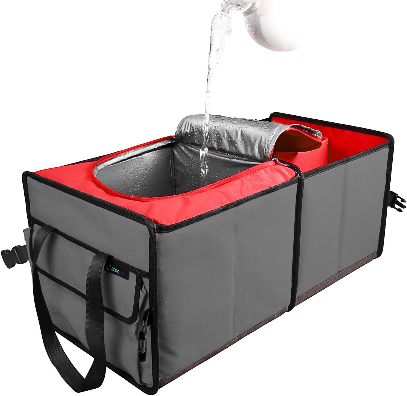 Elecfly Car Trunk Organizer- Cargo Storage Container -Durable & Collapsible with Cooling and Insulation Great for Car, SUV, Truck, Minivan (Red)