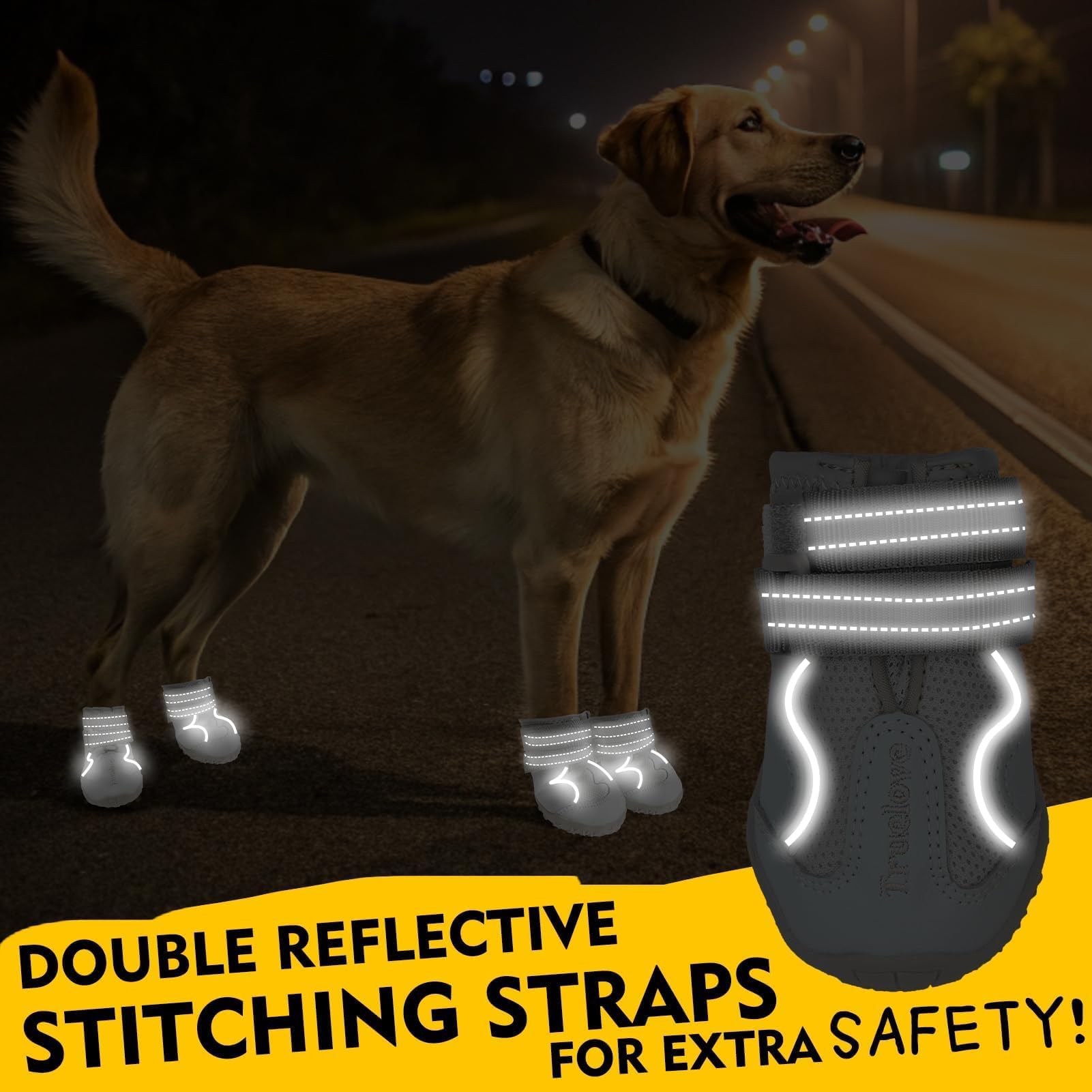 EXPAWLORER Lot de 4 chaussures antidérapantes pour chien - Bottes en maille respirante et protecteurs de pattes avec sangles réfléchissantes pour trottoirs froids et chauds - Planchers en bois dur et