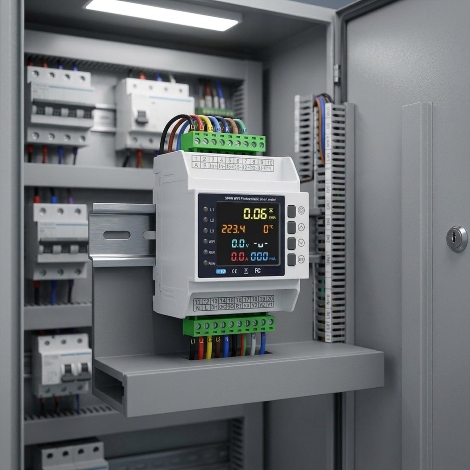 Contatore di corrente WiFi intelligente 3 fasi protezione LCD ABS