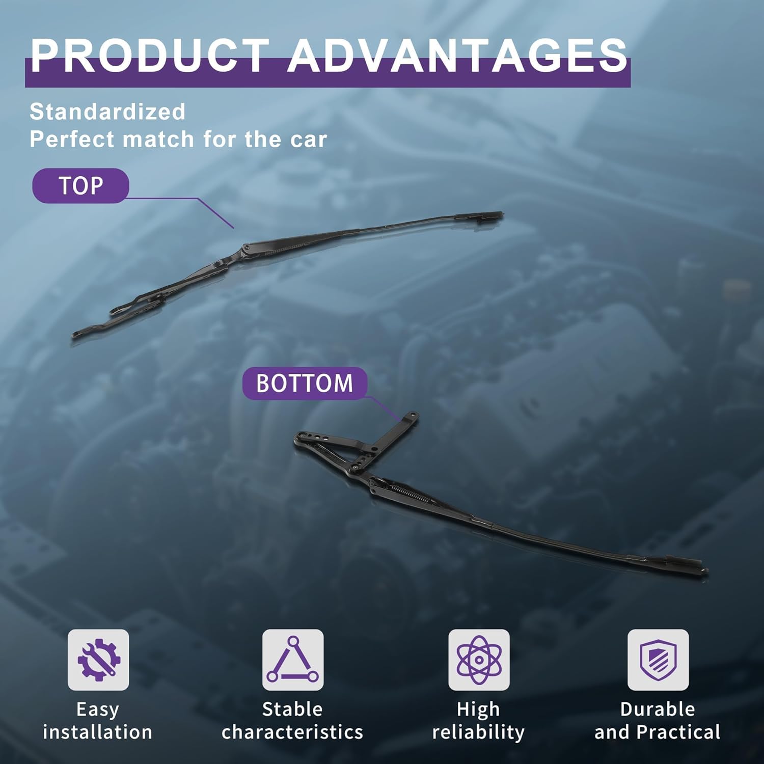 A1648200444 Front Right Windshield Wiper Arm Passenger Replacement For Mercedes-Benz GL-CLASS X164 GL320/350/420/450/500 GLM-CLASS W164 ML280/320/350/420/500/63(1648200444-Front Right)