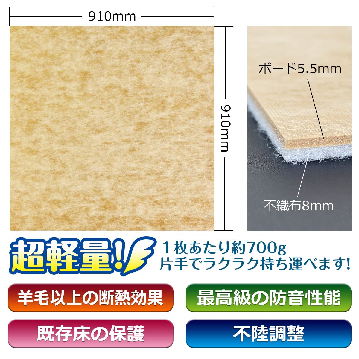 Amazon.co.jp: DIY STYLE 床デコ LL35 防音 遮音 断熱 軽量 下地材 