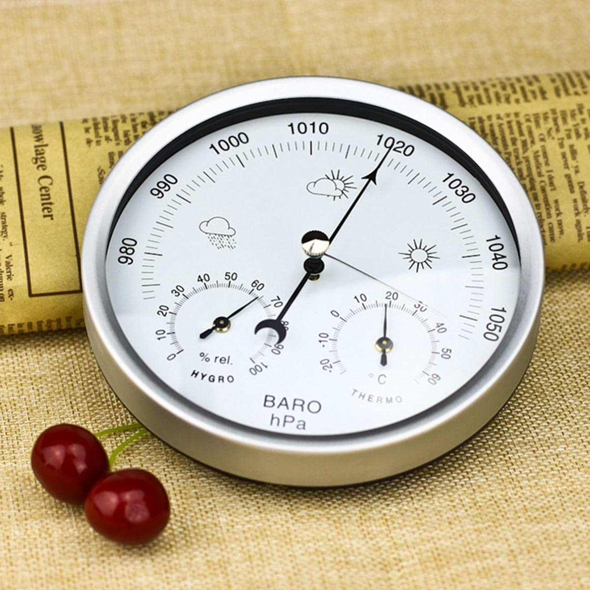 Barometr z temperaturą i wilgotnością, wewnętrzny zewnętrzny barometryczny wskaźnik ciśnienia do domu, barometry instrumenty pogodowe, tarcza tradycyjna analogowa stacja