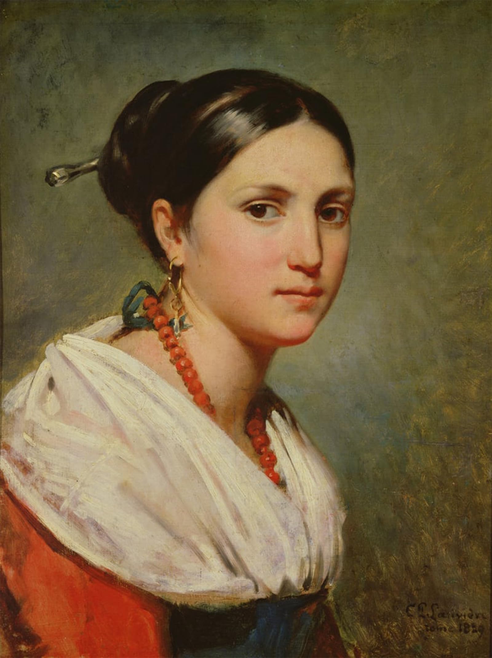 SERENDIPITP Vintage Wall Art Canvas Nordic Poster Canvas Print Picture Portrait of a Young Italian Woman by Charles Philippe Lariviere Wall Art Poster for Home Decor 60x90cm